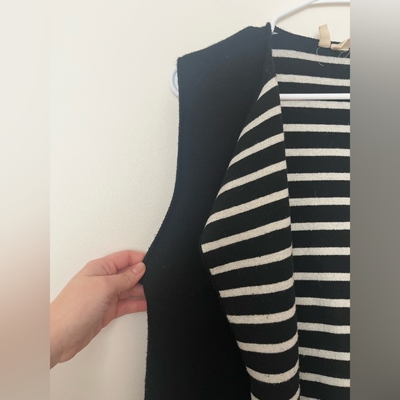 Anthropologie MOTH black and white Stripe Pop Print Long Cardigan Vest Duster - Picture 9 of 11